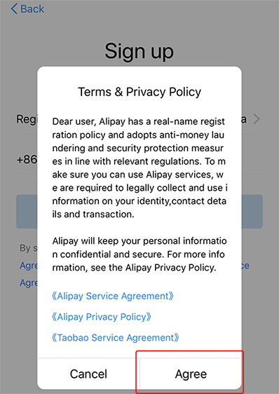 Read through and agree with Terms and Privacy Policy